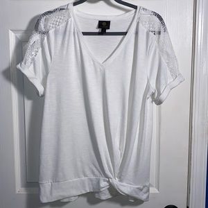 JM Collection Short Sleeve Top, White, Medium